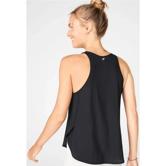 Fabletics Cropped Swing Tank Top Side Slit Shirttail Hem Relaxed Fit XS NWT - Picture 2 of 9